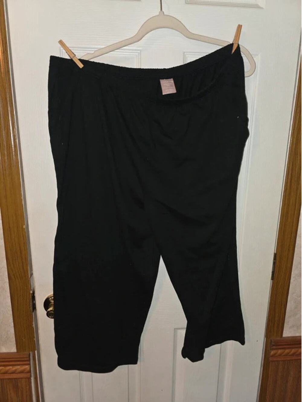 White Stag Solid Black Elastic Waist Knit Capri Pants XXL 20 Pockets